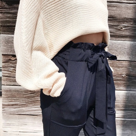 Cropped Ribbed Dolman Bat Sleeve Sweater - Picture 6 of 8